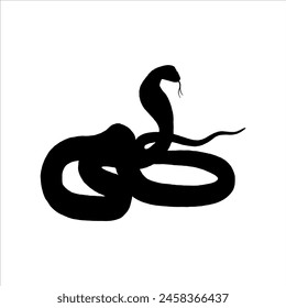 Black cobra snake silhouette isolated on white background. Snake icon vector illustration.