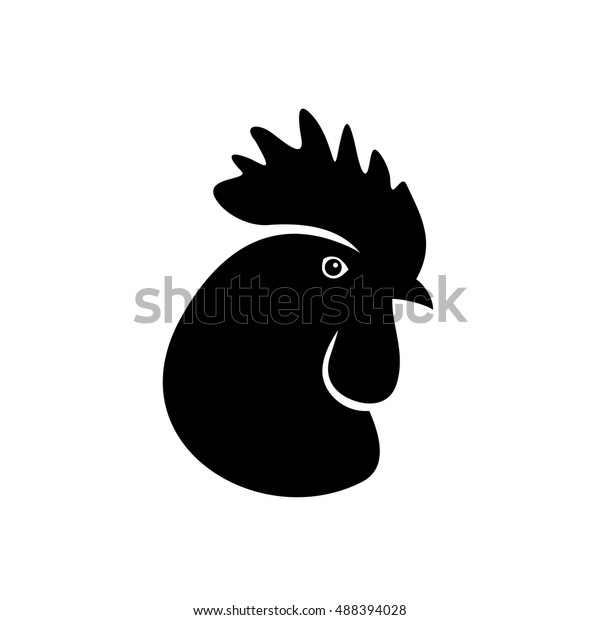 black-cock-head-on-white-background