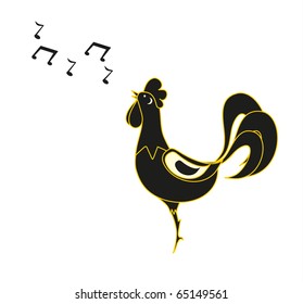 black cock on white background sings song