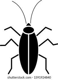 Black Cockroach icon isolated on white background.  Vector Illustration