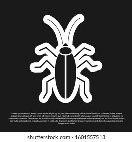 Black Cockroach icon isolated on black background.  Vector Illustration