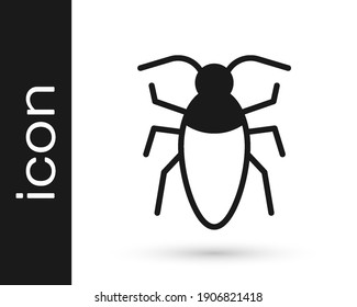 Black Cockroach icon isolated on white background.  Vector