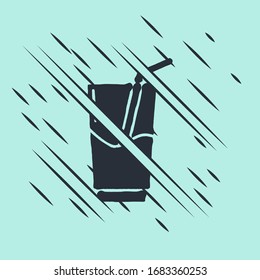 Black Cocktail and alcohol drink icon isolated on green background. Glitch style. Vector Illustration
