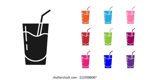 Black Cocktail and alcohol drink icon isolated on white background. Set icons colorful. Vector