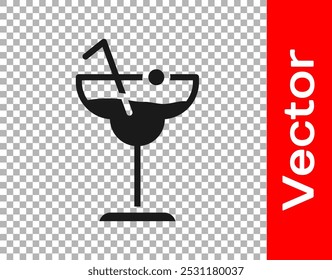 Black Cocktail and alcohol drink icon isolated on transparent background.  Vector