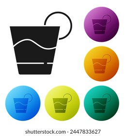 Black Cocktail icon isolated on white background. Set icons in color circle buttons. Vector