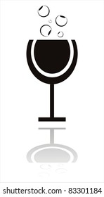 black cocktail icon isolated on white