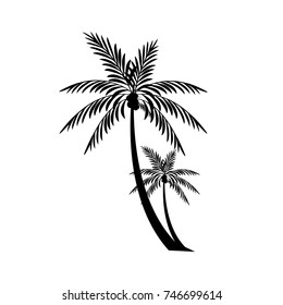 black coconut tree design silhouette