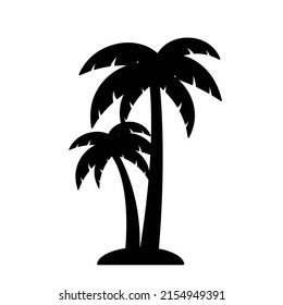 Black Coconut Tree Silhouette Cartoon Animated Icon Clipart Graphic Vector for Summer