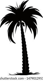 Black coconut tree silhouette on white background. Vector Illustration EPS10 - Vector