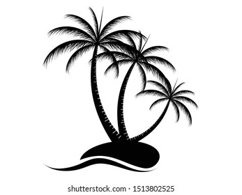 Black Coconut trees Icon. Can be used to illustrate any nature or healthy lifestyle topic.