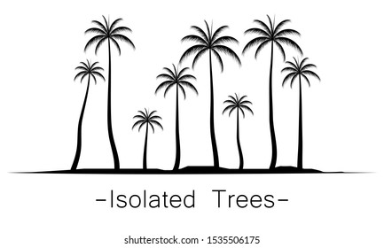 Black Coconut trees Icon. Can be used to illustrate any nature or healthy lifestyle topic.