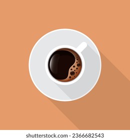 black coffe cup in flat design illustration. coffe cup cartoon illustration logo