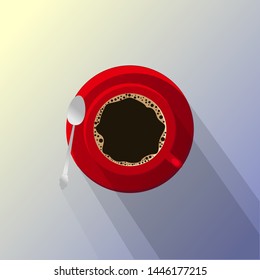 Black coffe in red cup
