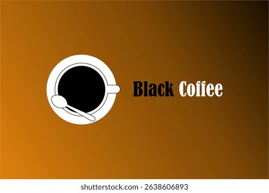 Black coffee background, Black strong coffee logo design, for cafe cover, magazine, menu book and other uses