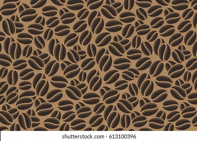 Black coffee background. Vintage style texture. Black coffee beans on brown background. Roasted coffee beans vector