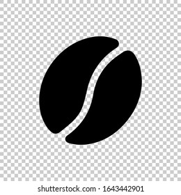 icono negro de grano de café vector plano sobre fondo transparente
