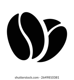 Black Coffee Bean Icon Set, Minimalist Roasted Coffee Vectors.