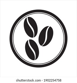 Black Coffee Bean Icon Vector Illustration Template