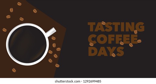 black coffee with coffee beans banner and ad