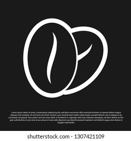 Black Coffee beans icon isolated on black background. Vector Illustration