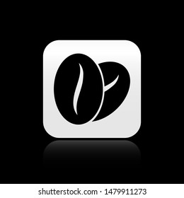 Black Coffee beans icon isolated on black background. Square button vector Illustration