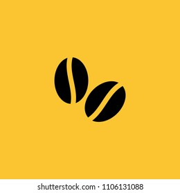 Black Coffee Beans Icon on Yellow Background