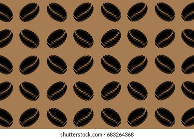 Black coffee beans on a brown background - vector pattern