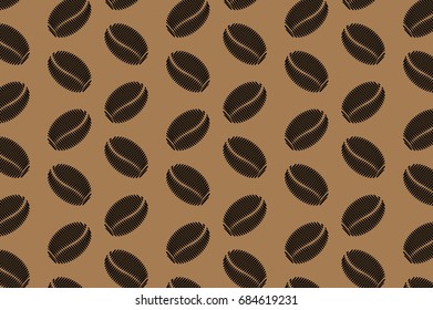 Black coffee beans on a brown background - vector pattern