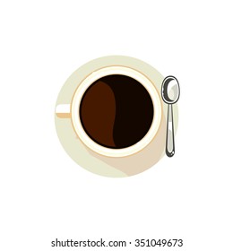 Café negro en una copa. Ilustración de vectores coloridos