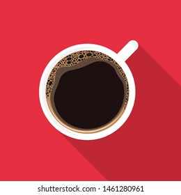 Black coffee cup flat design icon
