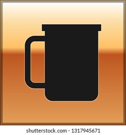 Black Coffee cup flat icon isolated on gold background. Tea cup. Hot drink coffee. Vector Illustration