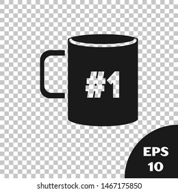 Black Coffee cup flat icon isolated on transparent background. Tea cup. Hot drink coffee.  Vector Illustration
