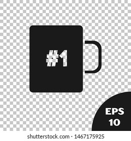Black Coffee cup flat icon isolated on transparent background. Tea cup. Hot drink coffee.  Vector Illustration