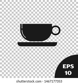 Black Coffee cup flat icon isolated on transparent background. Tea cup. Hot drink coffee.  Vector Illustration