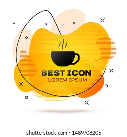 Black Coffee cup flat icon isolated on white background. Tea cup. Hot drink coffee. Fluid color banner. Vector Illustration