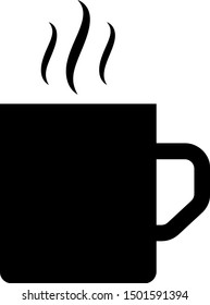 Black Coffee cup flat icon isolated on white background. Tea cup. Hot drink coffee.  Vector Illustration