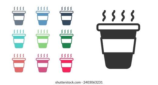 Black Coffee cup to go icon isolated on white background. Set icons colorful. Vector