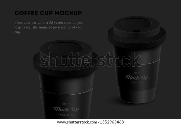 Black Coffee Cup Holder Mockup On Stock Vector Royalty Free 1352963468