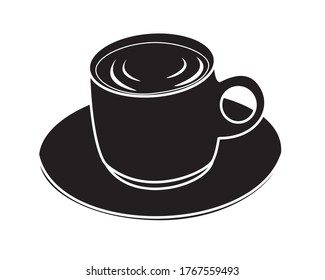 Black coffee cup icon in isolate on a white background. Vector illustration.