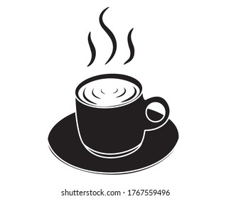 Black coffee cup icon in isolate on a white background. Vector illustration.