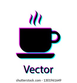 Black Coffee cup icon isolated on white background. Tea cup. Hot drink coffee. Vector Illustration