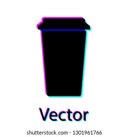 Black Coffee cup icon isolated on white background. Disposable coffee cup with hot coffee. Vector Illustration