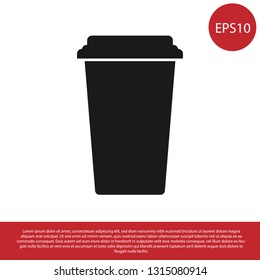 Black Coffee cup icon isolated on white background. Disposable coffee cup with hot coffee. Vector Illustration