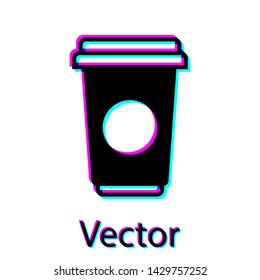Black Coffee cup icon isolated on white background. Disposable coffee cup with hot coffee. Vector Illustration