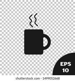 Black Coffee cup icon isolated on transparent background. Tea cup. Hot drink coffee.  Vector Illustration