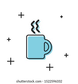 Black Coffee cup icon isolated on white background. Tea cup. Hot drink coffee.  Vector Illustration