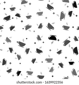 Black Coffee cup icon isolated seamless pattern on white background. Tea cup. Hot drink coffee.  Vector Illustration
