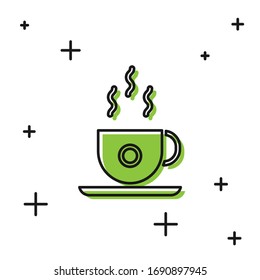 Black Coffee cup icon isolated on white background. Tea cup. Hot drink coffee.  Vector Illustration