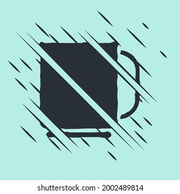 Black Coffee cup icon isolated on green background. Tea cup. Hot drink coffee. Glitch style. Vector Illustration